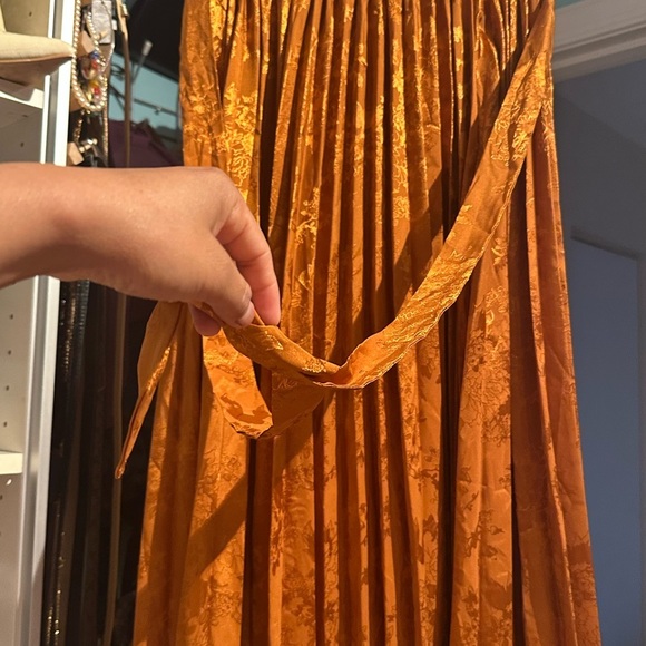 J.O.A. Rust Floral Skirt pleated xs boho fall classy - Picture 5 of 11